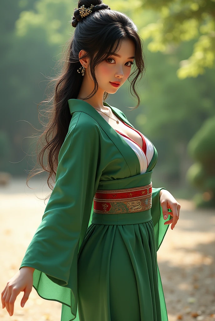 masterpiece, The best quality, Ultra-high resolution, High detail photo, Unity 8K Wallpaper, Extremely detailed CG:1.2), depth of field, bokeh, (RAW photo:1.realistic photography:1.4), (1girl:1.5), young, physically based representation, beautiful, (Finely detailed face:1.4, detailed clothing), (detailed:1.4) named (Eimi Fukada:1.1) BREAK Cara hermosa, depth of field, Add layer, hyperrealistic, 27 years old, perfect body model, perfect breasts, 175cm tall, pose sexy, full body, Whole body, Model Body Type, BREAK (extreme skin details:1.1), skin details, (sorcerer costume:1.3), double eyelid BREAK smile, seductive pose, standing, standing outside, medieval house, outdoor, medieval style, (castle:1.3), (close up:0.3), Nikon Z7 II camera, Fuji Velvia 50 film, 50mm lens, high saturation,