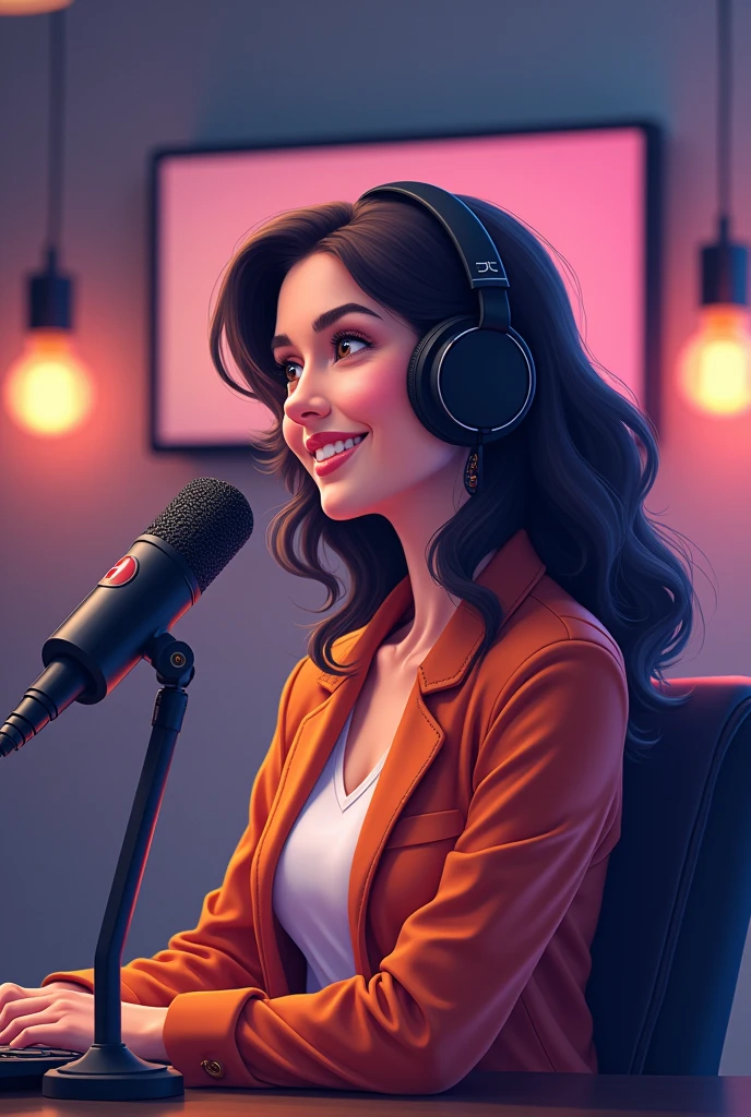 Image that references the name "casting clip"  with microphone a character profile poscast 