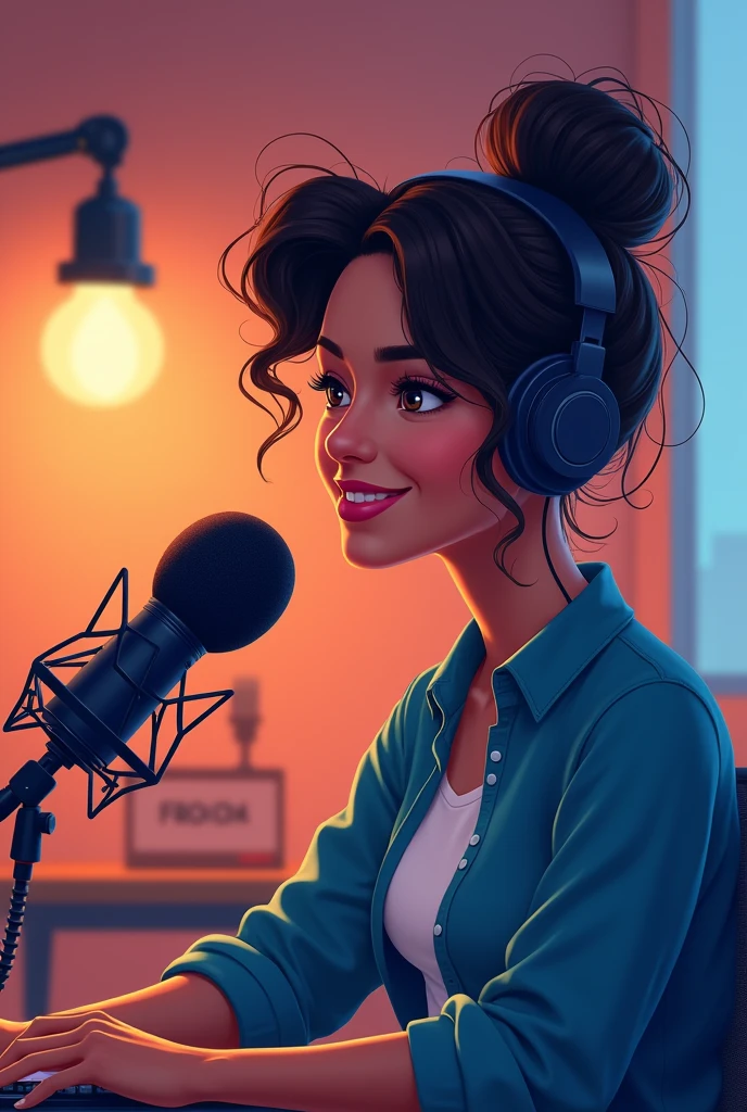 Image that references the name "casting clip" with microphone a character profile poscast
