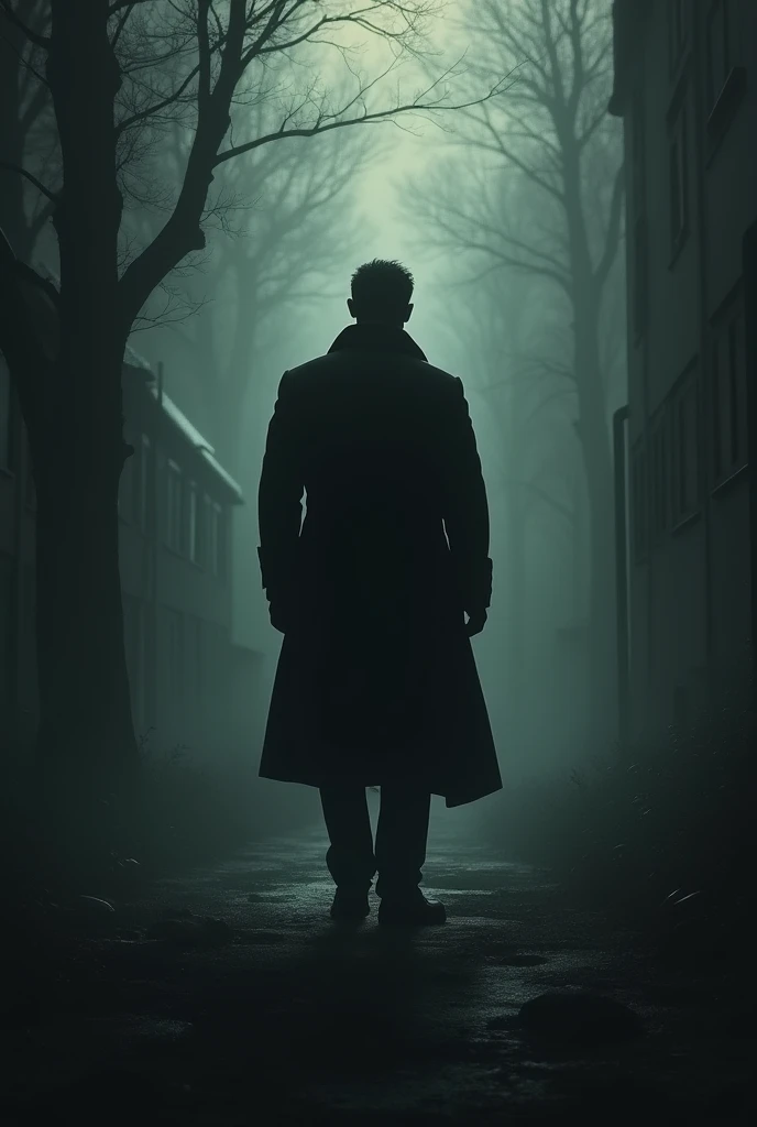 Create a text by separating the text line by line as give below with a dark themed a gentleman shiloutee as background
line-1:Everywhere in the world
Line-2:Inside every human
Line-3:There is good
Line-4:There is bad
Line-5:There is evil