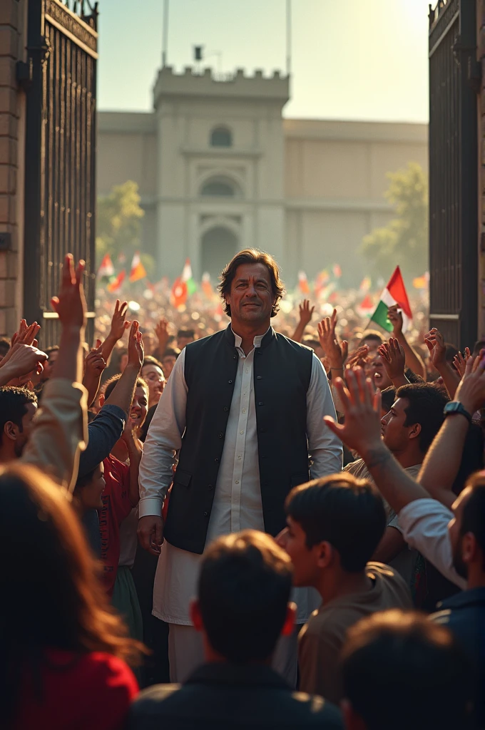 Prime minister Imran khan with his supporters coming out of jail 