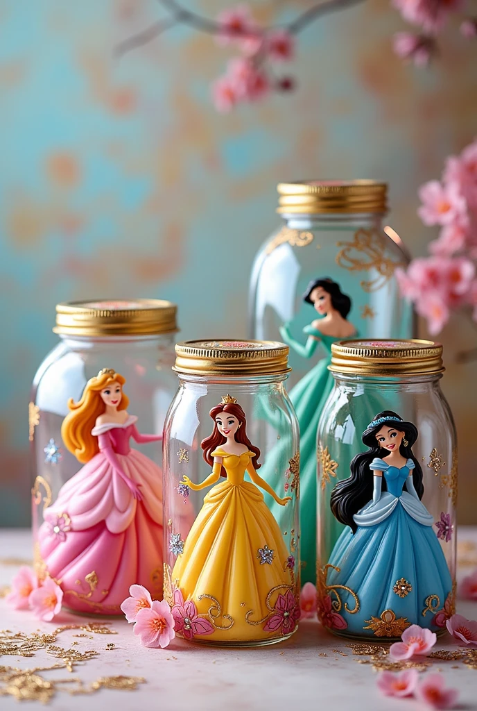 Jars with Disney princesses 