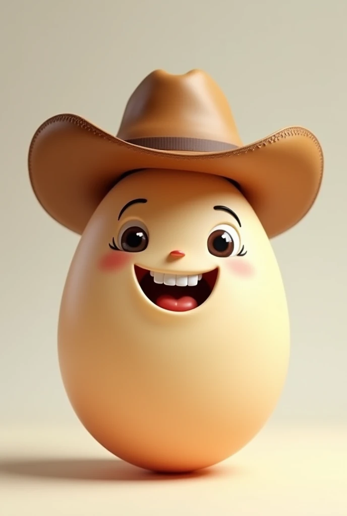 Egg with cowboy hat smiling