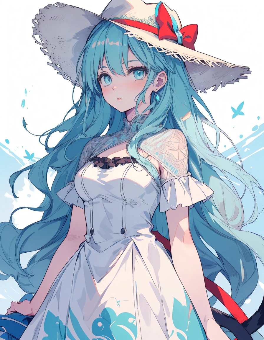 riding a horse, cowboy hat, ((masterpiece, best quality:1.5)), ((Beautiful detailed cat aqua eyes:1.2)), cat ears, pale skin, medium breasts, beautiful hands, beautiful fingers, EasyNegative