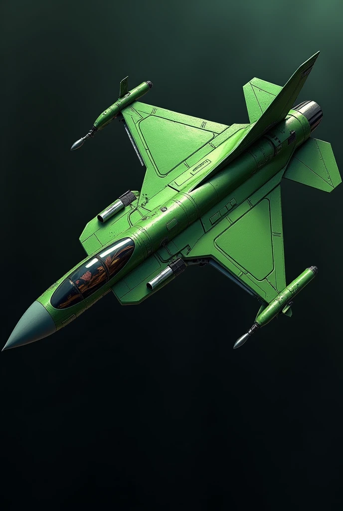 make an illustration of a green IAI KFIR aircraft, with black background 
