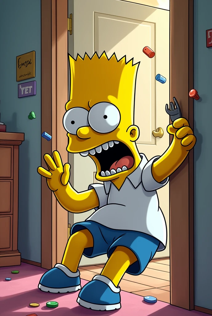 Bart Simpson screaming with his hand stuck in the door