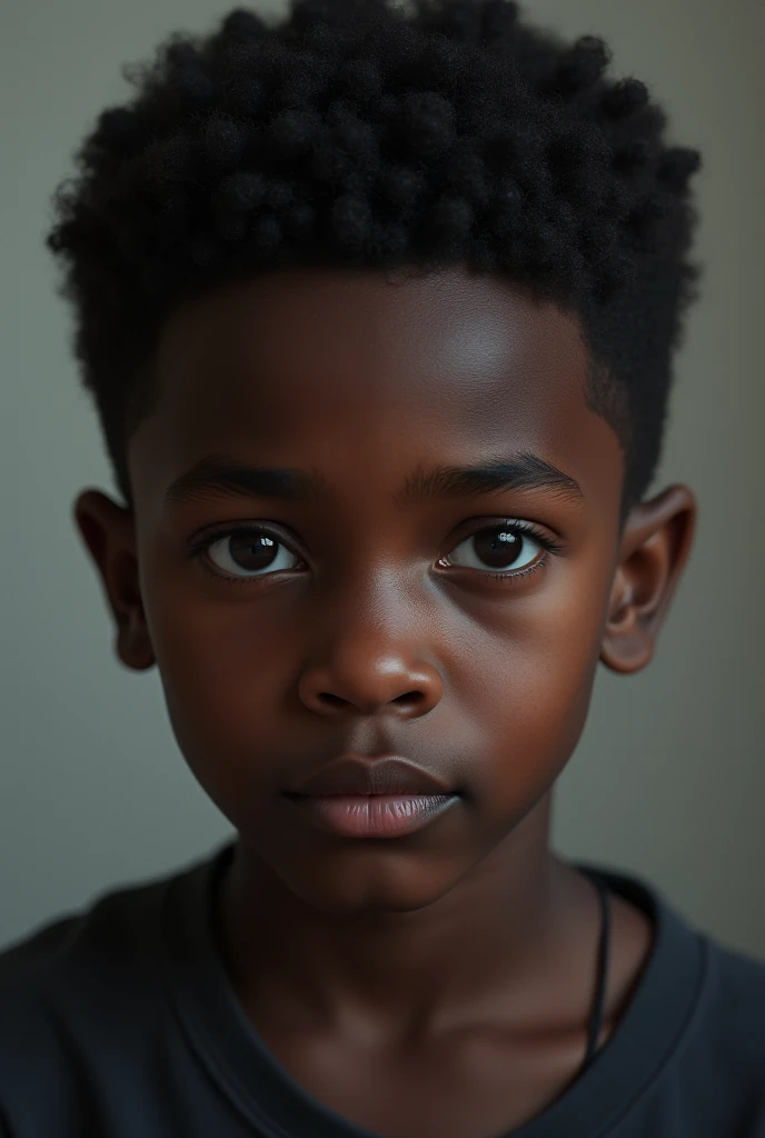 Dark-skinned boy with big eyebrows And thick