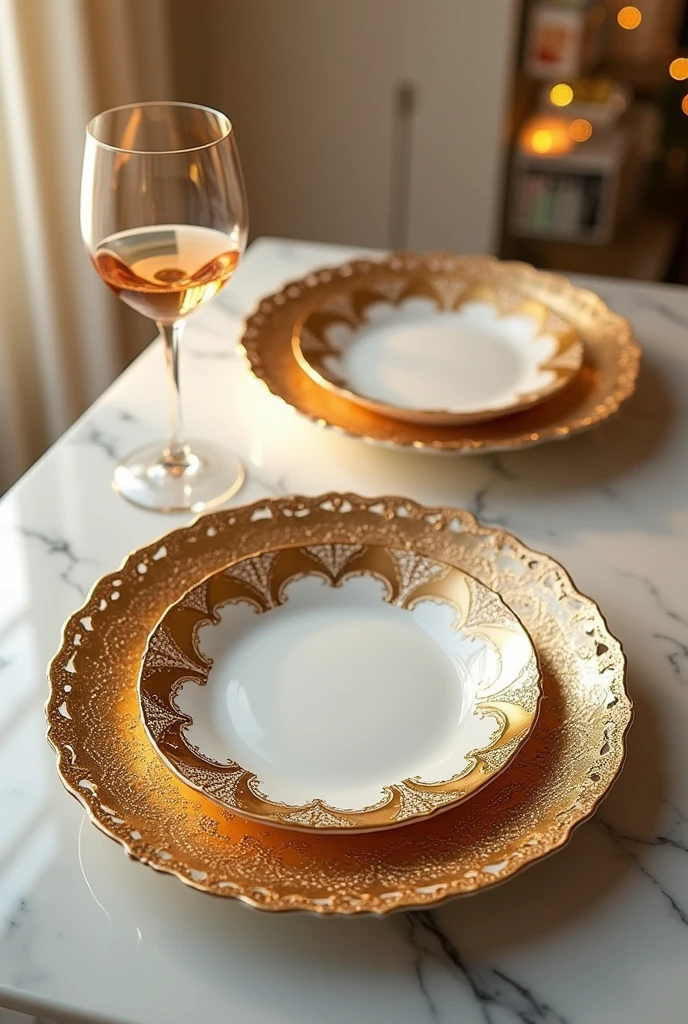 Set of glittery plates