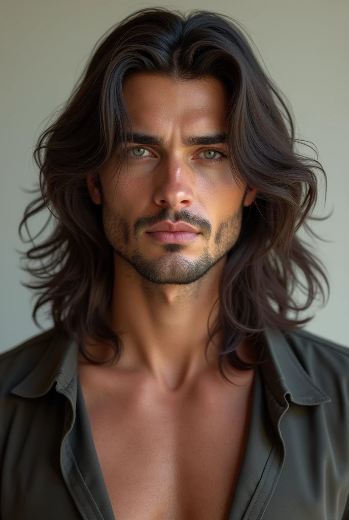 Male model long hair sexy