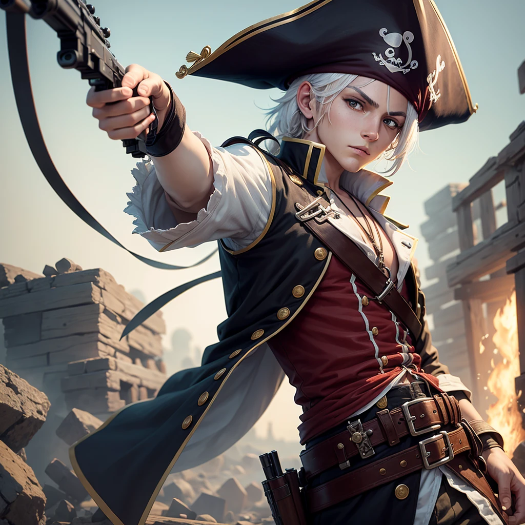 a old pirate gun concept, pistol, knife.
