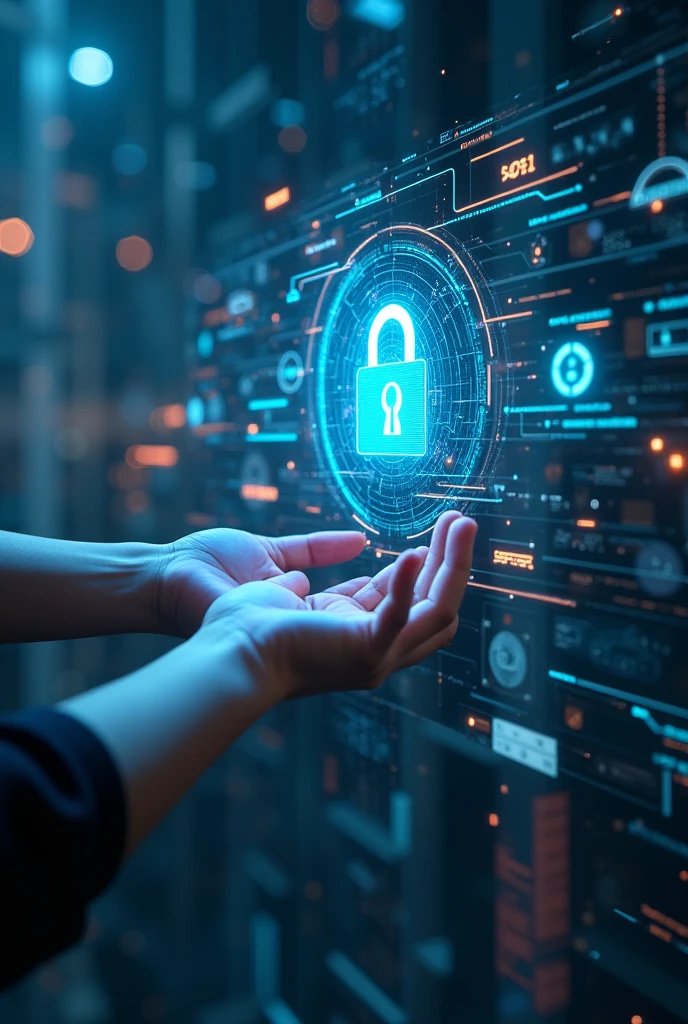 create a highly futuristic image, technological and realistic about digital security