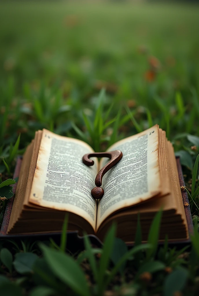 A photo for your tiktok profile, I want in the photo an open almanac with a question mark between the pages , The photo must be in a field of view that allows you to see the pages of the book and a nice background.