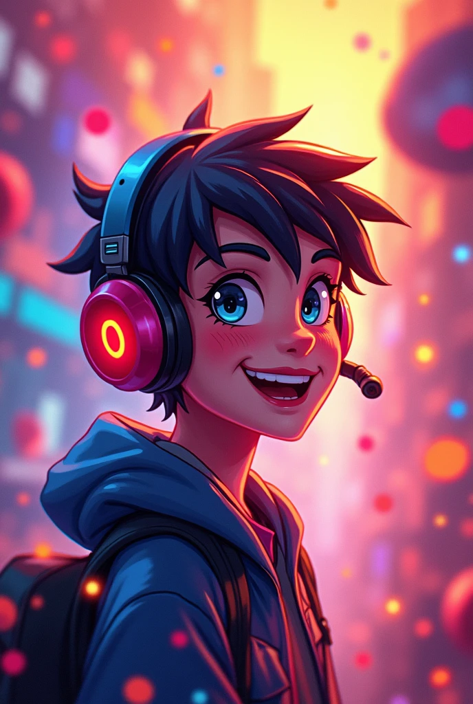 profile banner with some bright colors and fun shapes, for a gamer who has the ability to be enjoyable to those who see it