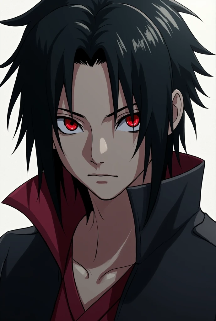 Minato Namikaze with black hair and red eyes