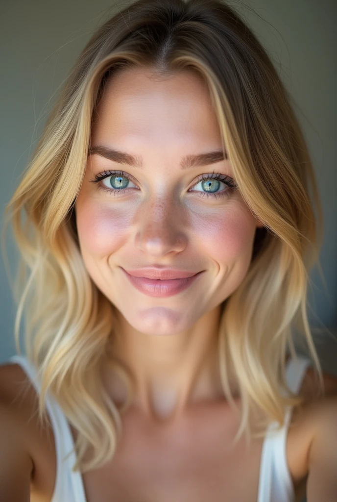 Blonde white woman selfie