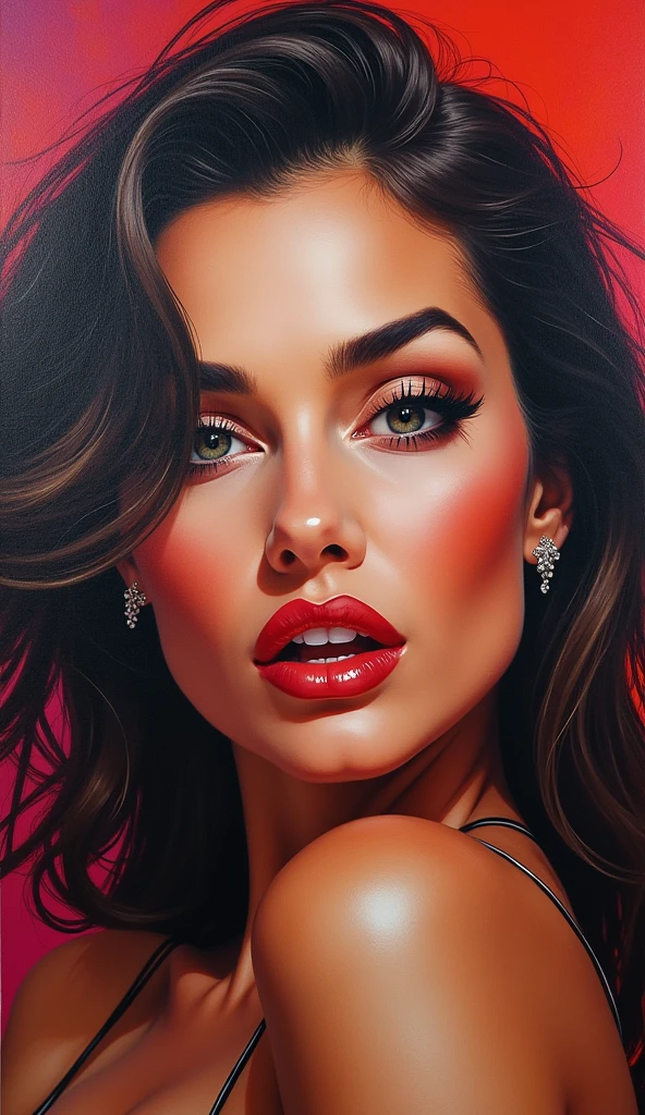 High-quality realistic acrylic art, vivid colors, Hot animated milf.