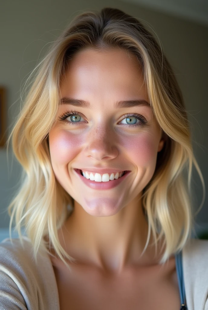 Blonde white woman selfie