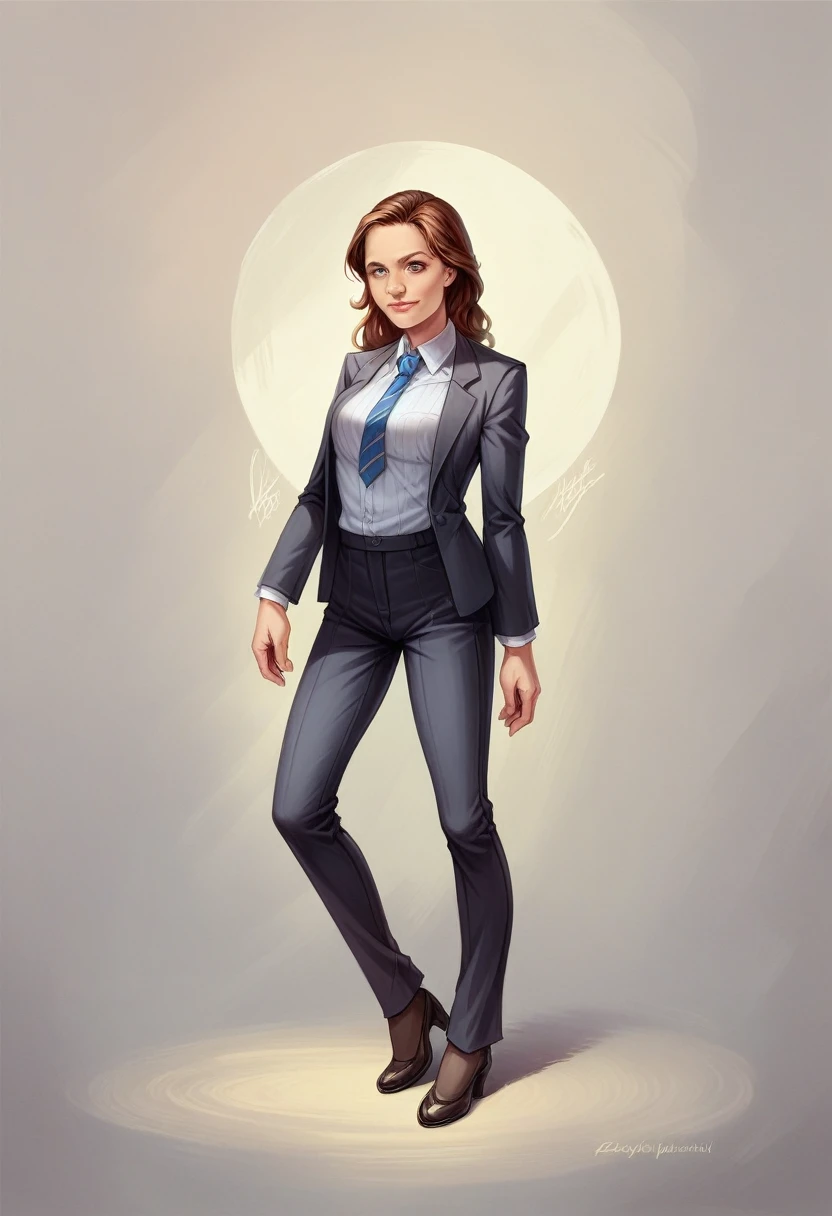 modelshoot style,Pam Beesly, (extremely detailed CG unity 8k wallpaper), full shot body photo of the most beautiful artwork in the world, in office outfit, High Detail, Sharp focus, dramatic, photorealistic painting art by midjourney and greg rutkowski  