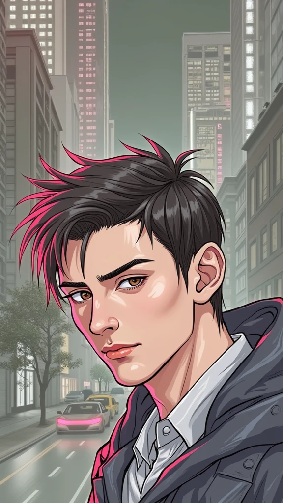 Change background cyberpunk handsome boy, realistic face, 8k, ultra realistic