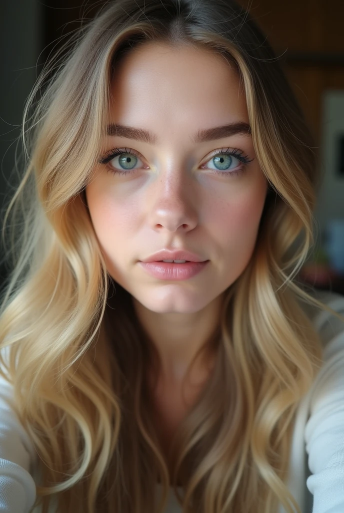Blonde white woman selfie
Different angle