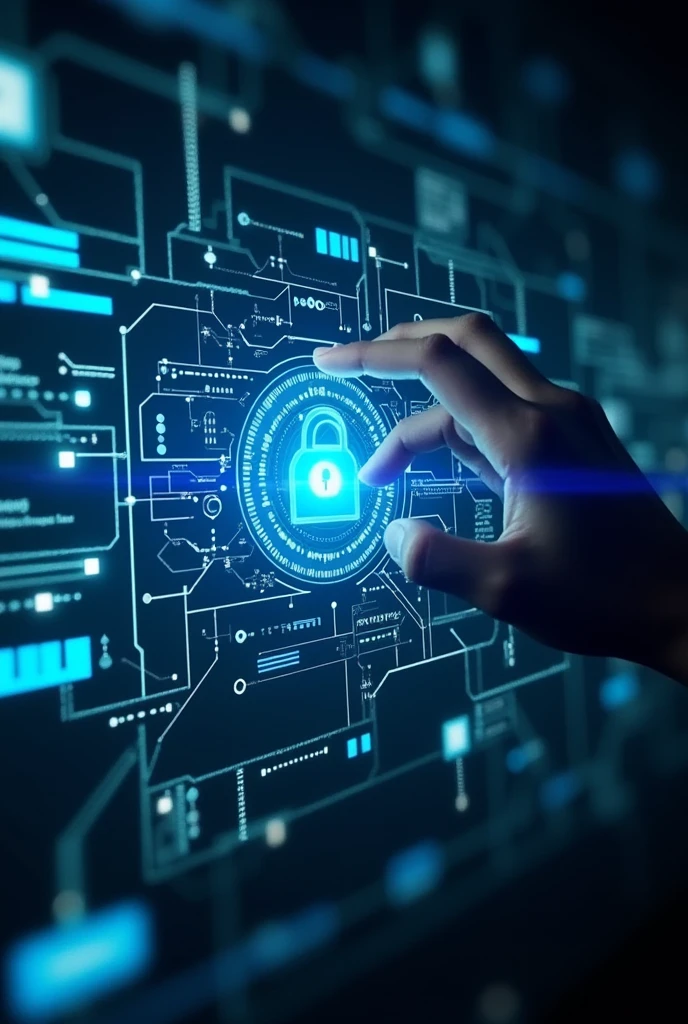 create a highly futuristic image, technological and realistic about digital security