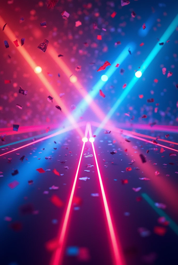 Poster with background of led laser lights and without Person and spread some small blasted color papers in background