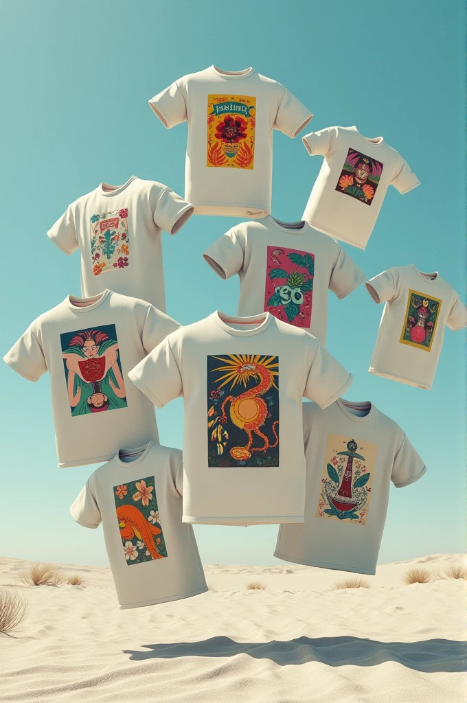 Oversized t-shirts with prints and no one wearing them