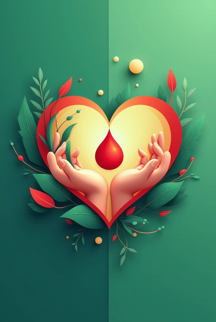 Logo, blood donation group, 16;9, landscape view, background green colour, 4k