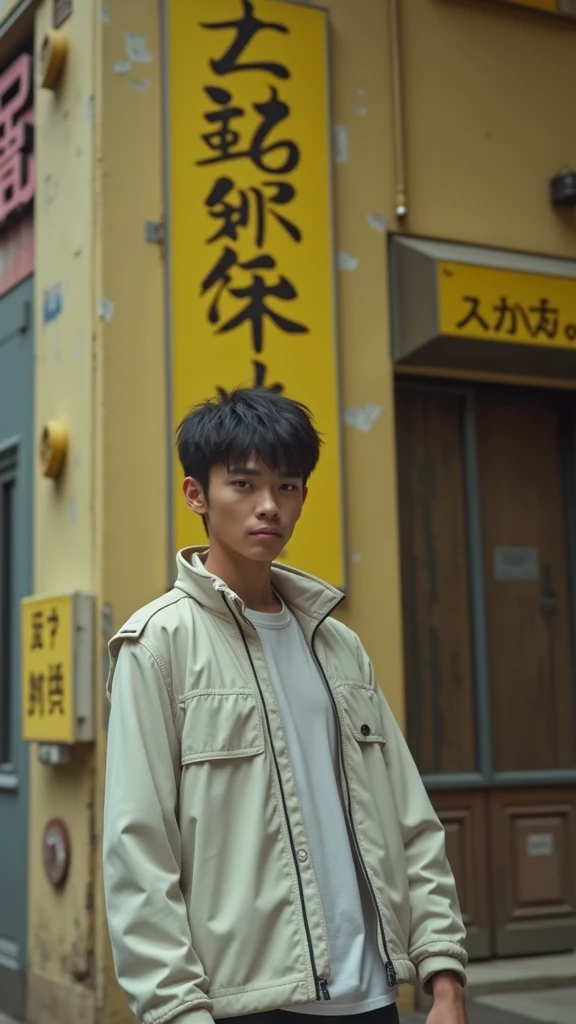 Change background cyberpunk handsome boy, realistic face, 8k, ultra realistic