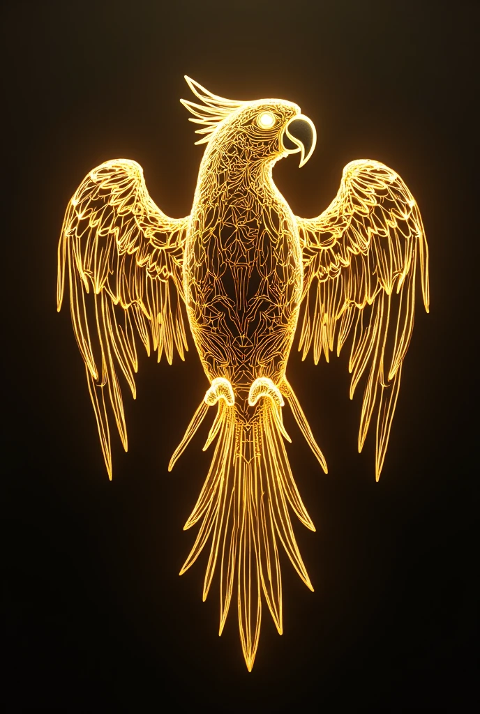 Ace macaw made of golden lines
