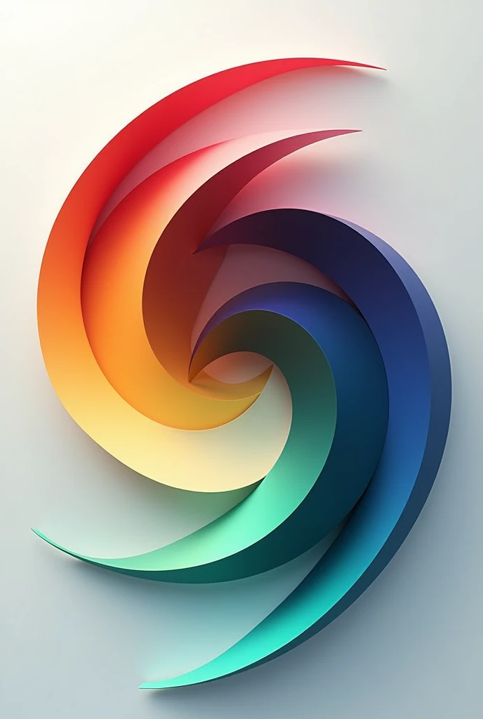 A stylized blue spiral, resembling a whirlpool or vortex, simple yet powerful design upper side red, left side yellow, right side blue and bottom side green like chrome