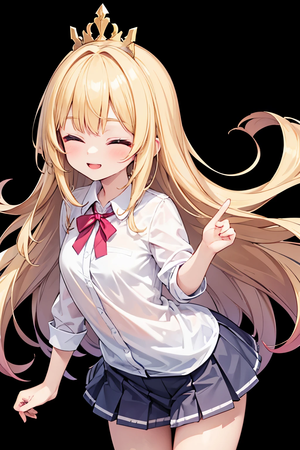 Half beautiful girl, long hair, junior high school girl, lovely smile, blonde, transparent background