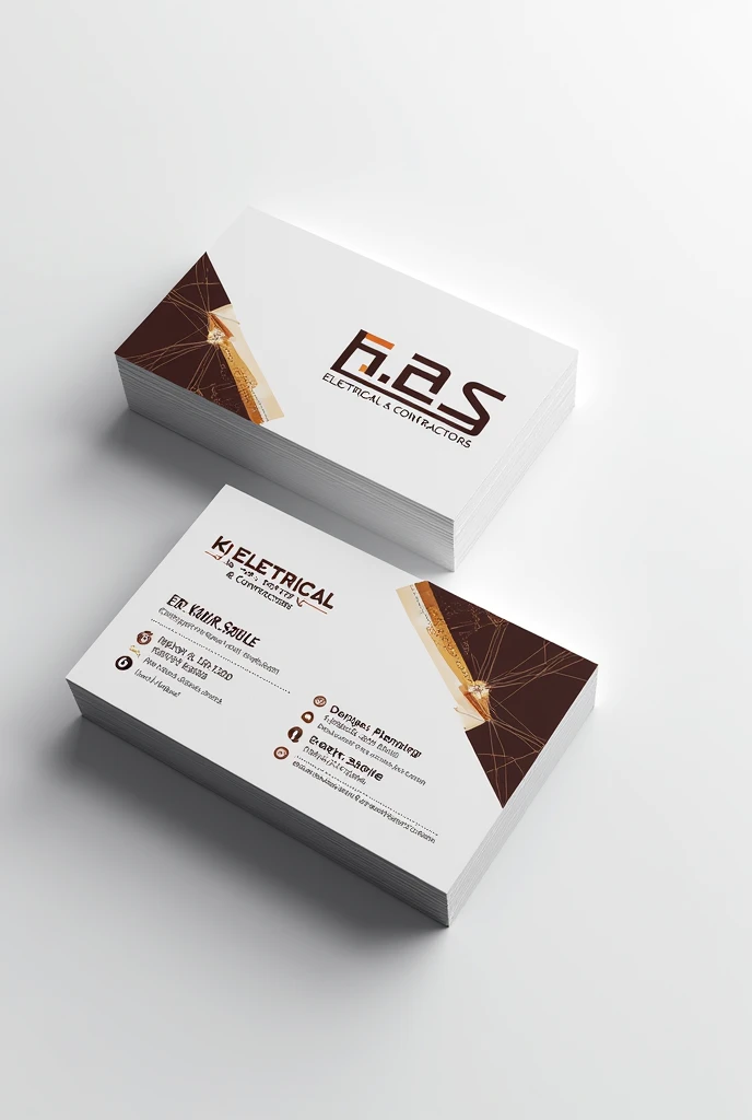 Design special Visiting card for my business the name of the firm K R S Electrical & Contractors and name of the owner Er. Kabir R. Sadule with the Services of design, planning, consultant and services in English language
