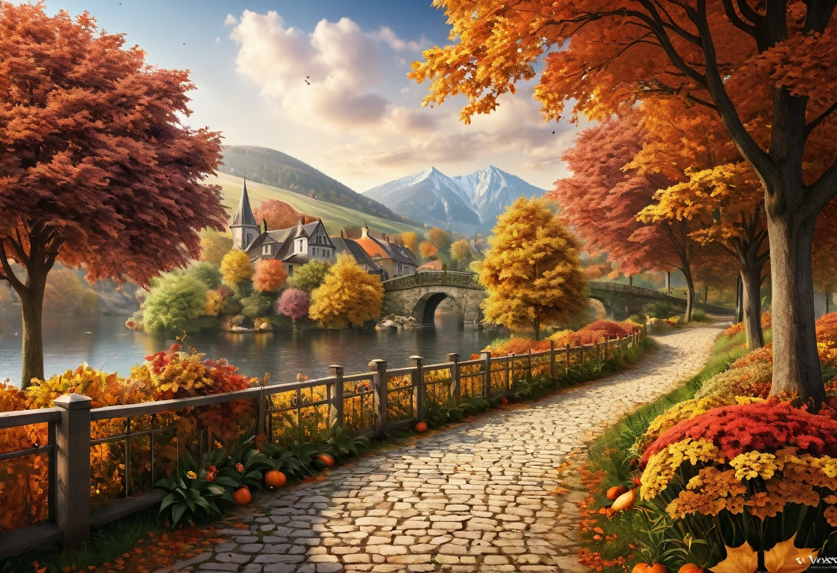 wallpapersv1, Romantic autumn patern style wallpapersv1, 8k