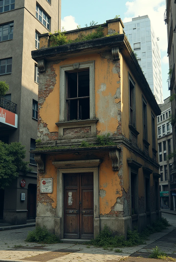 Abandoned building in downtown São Paulo with window and door