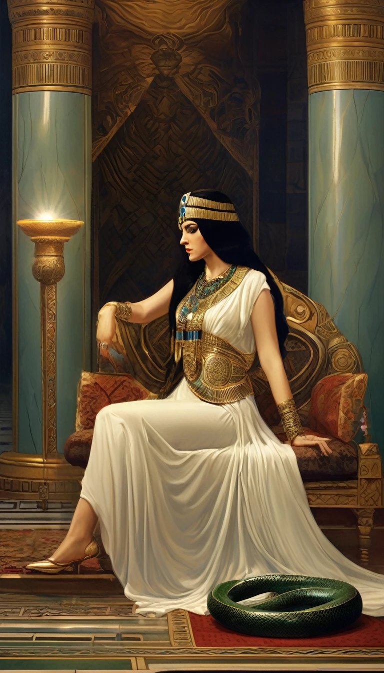 1 egyptian woman, (seductive), very long hair, , dark skin, closed mouth, looking at viewer, egyptian clothes, sitting on the throne , from below, crossed legs, gem,
fantasy, high contrast, ink strokes, explosions, over exposure,
impression , abstract, ((watercolor painting by John Berkey and Jeremy Mann)), brush strokes, negative space, good anatomy, good proportions, good architecture, realistic:1.25,
centered, high detail, high resolution, 8k, stunning, beautiful, perfect body, Style-Hamunaptra:0.4,