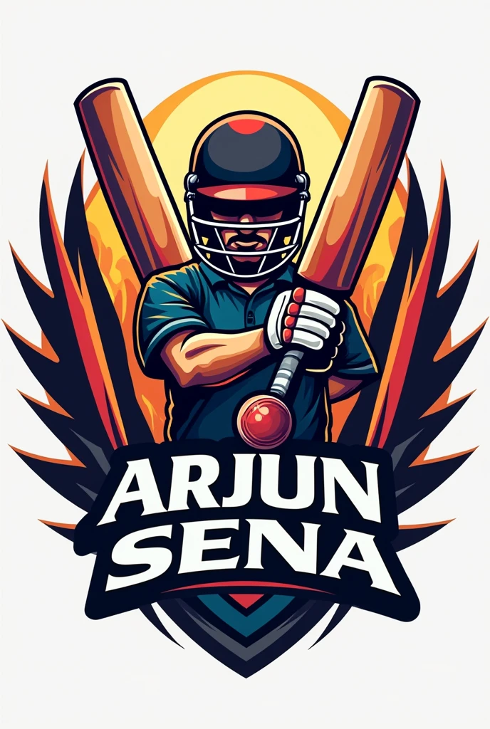 Creates cricket logo for team name “Arjun Sena” with cricket equipments