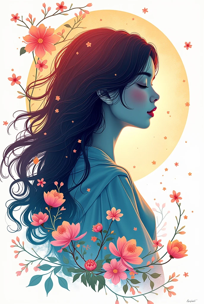 (White background:1.4),(Girl's head silhouette, Eyes closed, Long colored hair, Oriental elements),(Chinese illustration:1.3,Paper Art:1.3, キルティングPaper Art:1.2),( Streamlined Design, Clear lines, High sharpness,Better Quality, Very detailed, Master Parts, Film Light Effect, 4K )