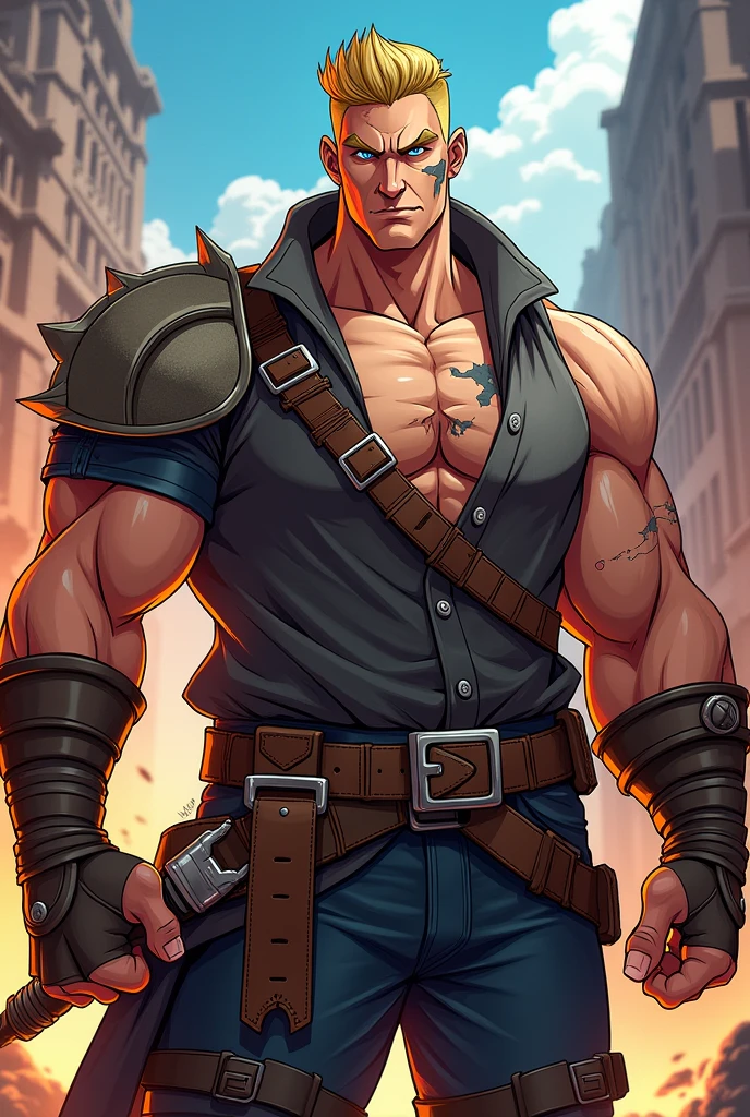 Delicate Composition,hyper detailed,best quality,steampunk,cinematic light,
(beautiful detailed background:1.2),(Street side:1.2),London, crowd,
((detailed facial features)),ruggedly handsome, male_focus, muscular, pectorals, hest hair, facial hair, large pectorals, thighs, thick thighs, holster, navel hair, navel, beard, pectorals, detailed eyes, from below
1man, short hair, tough guy, stubble, brown hair, blue eyes, mature male, strong body, (topless), Masculine,muscular,solo,bruise, military uniform,bulge,waistband, cage, birdcage, <lora:silverjowreality:1>