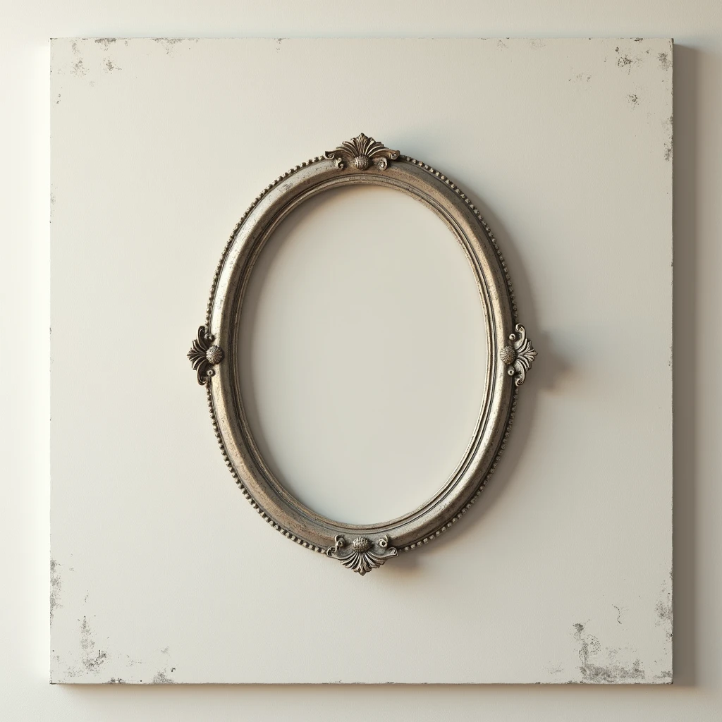Wall with small round vintage style picture
