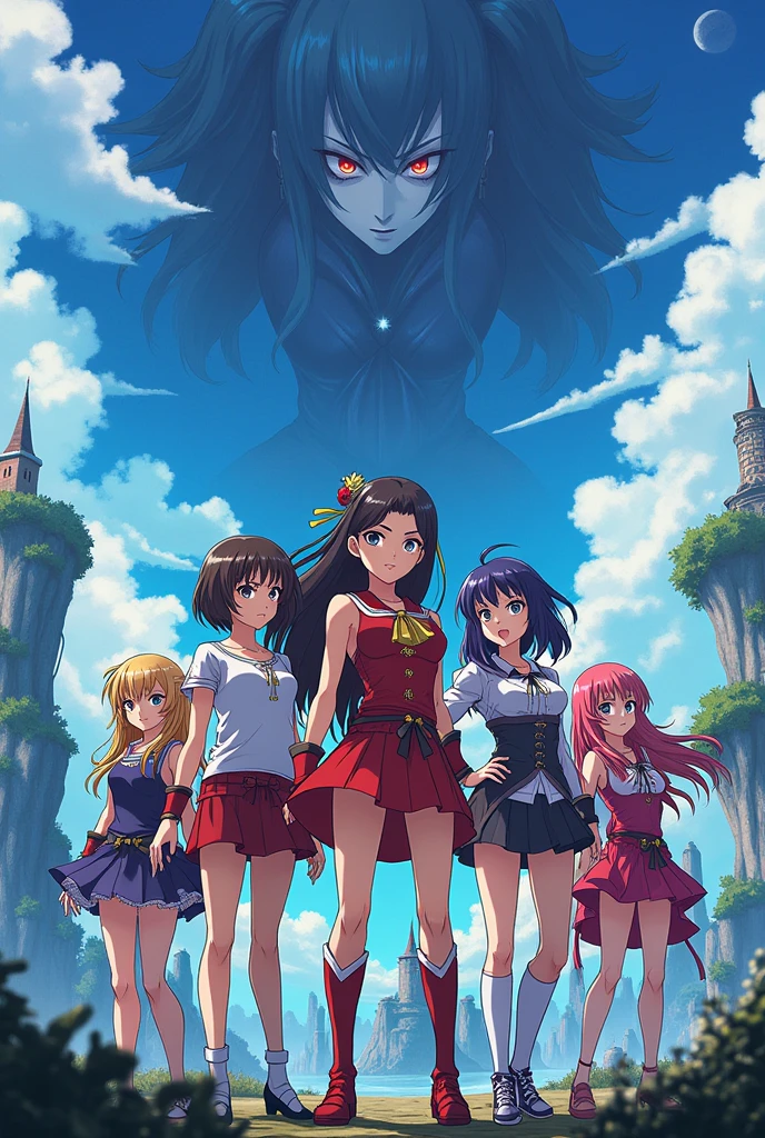 quiero que te inspires en esta lista y me generes una imagen con las chicas,

Rangiku Matsumoto (Bleach)
Tsunade (Naruto)
Momo Yaoyorozu (My Hero Academia)
Nami (One Piece)
Bulma (Dragon Ball)
Yoruichi Shihouin (Bleach)
Hinata Hyuga (Naruto)Mikasa Ackerman (Attack on Titan)
10. Asuka Langley Soryu (Neon Genesis Evangelion)
11. C.C. (Code Geass)
12. Maka Albarn (Soul Eater)
13. Lalatina Dustiness Ford (KonoSuba)
14. Shirley Fenette (Code Geass)
15. Akeno Himejima (High School DxD)
16. Milly Ashford (Code Geass)
17. Miyuki Shiba (The Irregular at Magic High School)
18. Haruhi Suzumiya (The Melancholy of Haruhi Suzumiya)
19. Kaguya Shinomiya (Kaguya-sama: Love is War)
20. Inori Yuzuriha (Guilty Crown)
21. Satsuki Kiryuin (Kill la Kill)
22. Mirajane Strauss (Fairy Tail)
23. Juvia Lockser (Fairy Tail)
24. Videl (Dragon Ball Z)
25. Bra (Bulla) (Dragon Ball GT)
26. Android 18 (Dragon Ball Z)
27. Momo Kisaragi (KonoSuba)
28. Launch (Dragon Ball)
29. Maron (Dragon Ball Z)
30. Kefla (Dragon Ball Super)
31. Mitsuri Kanroji (Demon Slayer: Kimetsu no Yaiba)
32. Nico Robin (One Piece)
33. Mei Hatsume (My Hero Academia)
34. Arcee (Transformers)
35. Windblade (Transformers)
36. Jenny Wakeman (My Life as a age Robot)
37. Mina Ashido (My Hero Academia)
38. Androide 21 (Dragon Ball FighterZ)