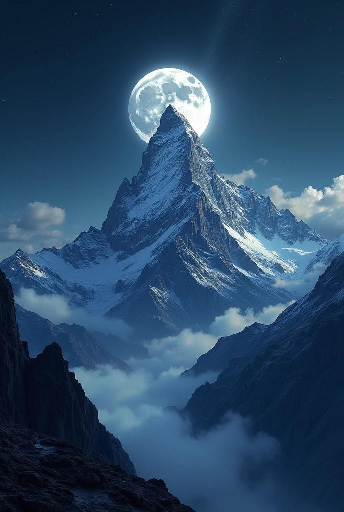 A mountain with moonlight 