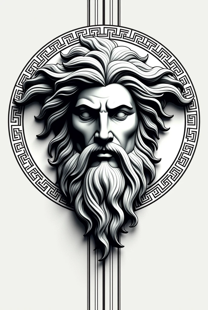 Linear image of Versace with the face of Zeus