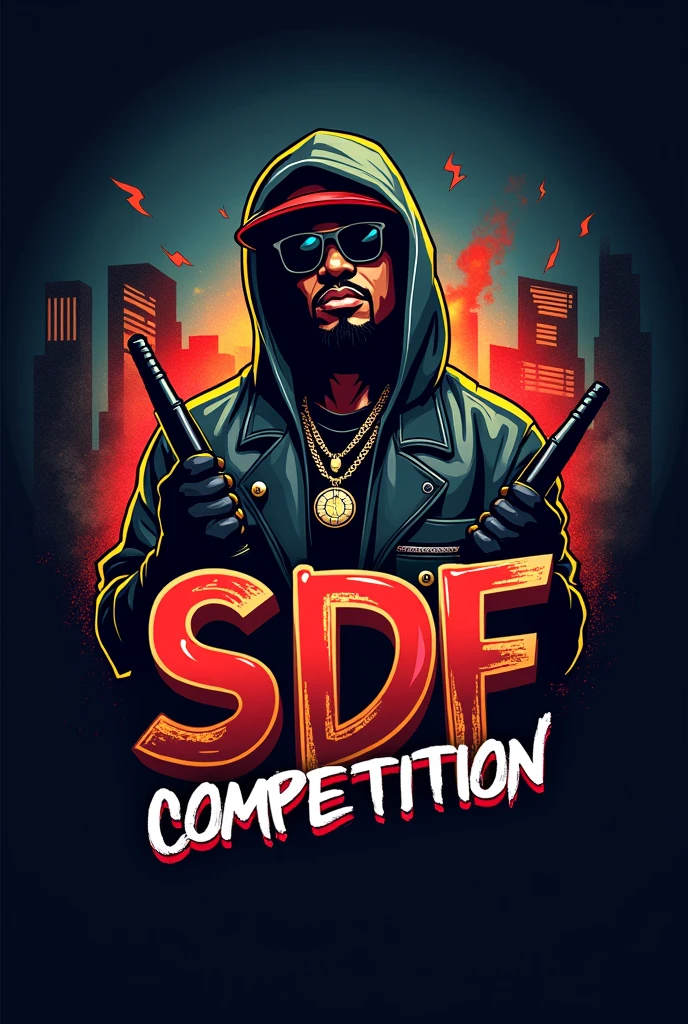 Generate a logo about a rap competition with the acronyms "sdf" No subtopics