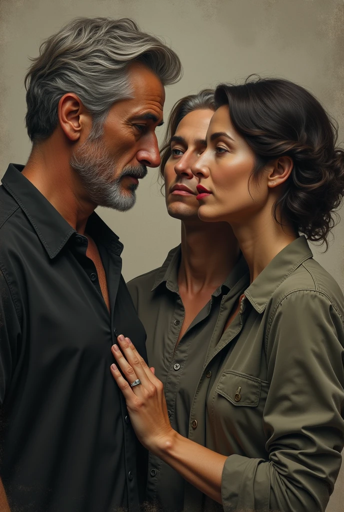 middle aged man picture Middle-aged woman and handsome man Two semi-realistic lines