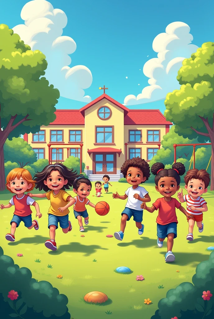 Children gathered at recess