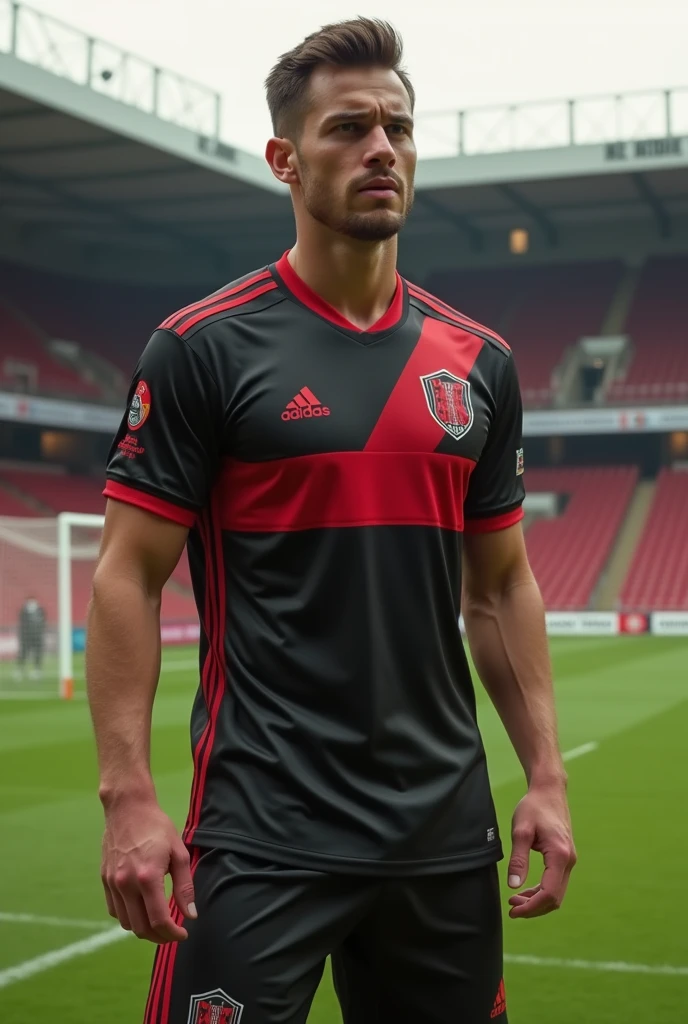 Very nice football shirt with black and retro red