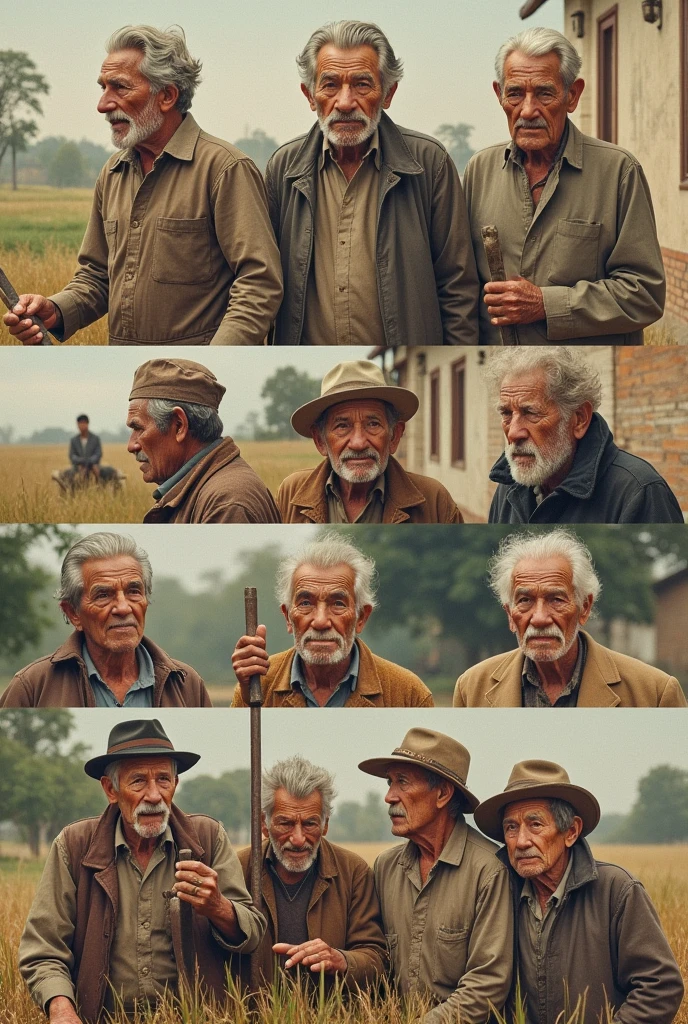 Timeline with photos of village man from 15 years to 90 years