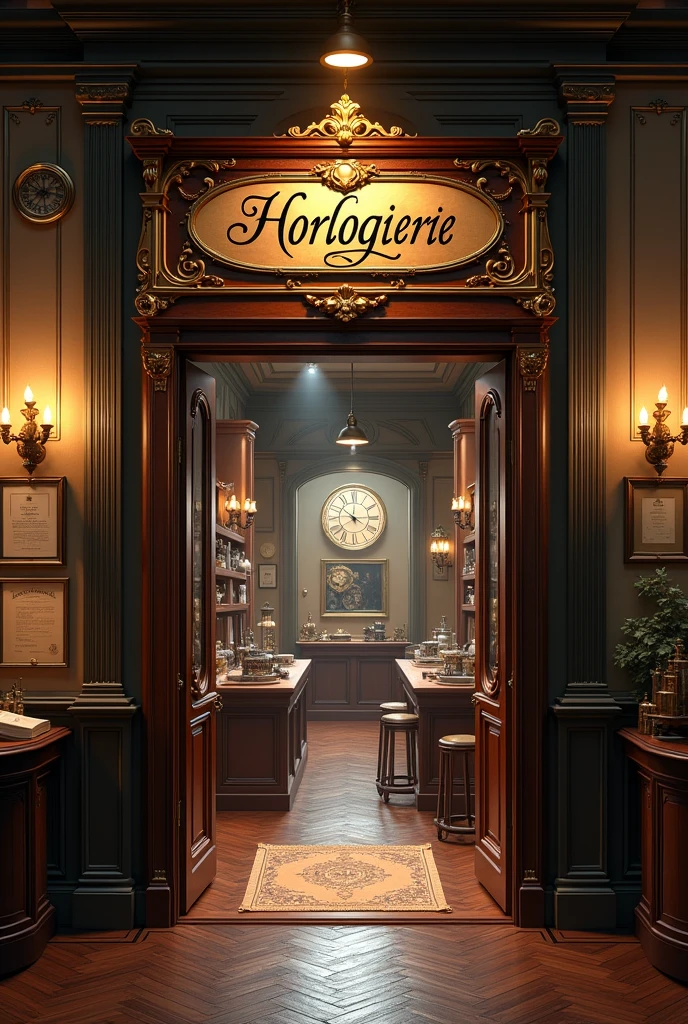 Je voudrais que à l'entrée d'une pièce il ya marqué Horlogerie