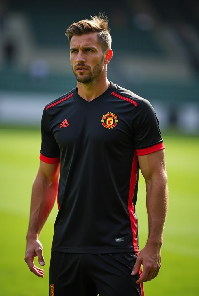Very nice football shirt with elegant black and red